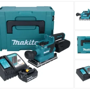 Makita DBO 381 RG1JU Akumulatorowa szlifierka oscylacyjna 18 V 93 x 185 mm bezszczotkowa + 1x akumulator 6,0 Ah + ładowark...