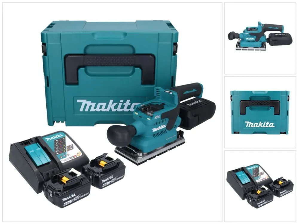 Makita DBO 381 RGJU Akumulatorowa szlifierka oscylacyjna 18 V 93 x 185 mm bezszczotkowa + 2x akumulator 6,0 Ah + ładowarka...