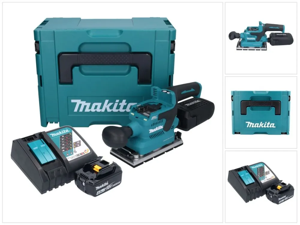 Makita DBO 381 RM1JU Akumulatorowa szlifierka oscylacyjna 18 V 93 x 185 mm bezszczotkowa + 1x akumulator 4,0 Ah + ładowark...
