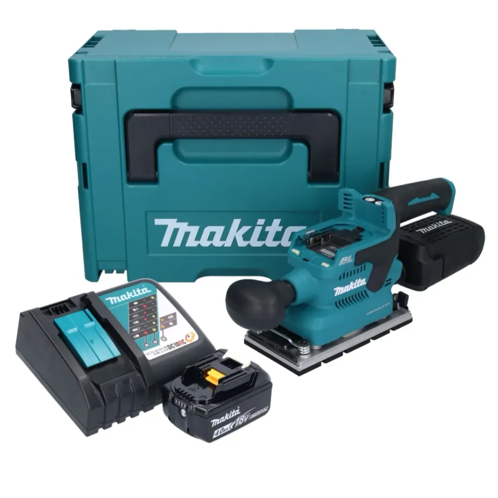 Makita DBO 381 RM1JU Akumulatorowa szlifierka oscylacyjna 18 V 93 x 185 mm bezszczotkowa + 1x akumulator 4,0 Ah + ładowark...