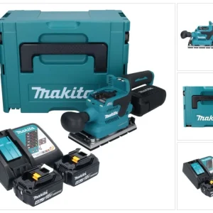 Makita DBO 381 RMJU Akumulatorowa szlifierka oscylacyjna 18 V 93 x 185 mm bezszczotkowa + 2x akumulator 4,0 Ah + ładowarka...