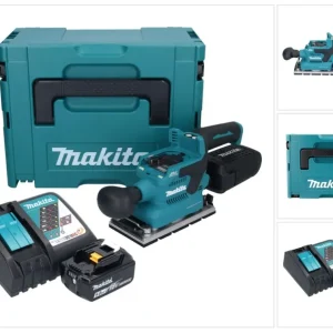 Makita DBO 381 RT1JU Akumulatorowa szlifierka oscylacyjna 18 V 93 x 185 mm bezszczotkowa + 1x akumulator 5,0 Ah + ładowark...