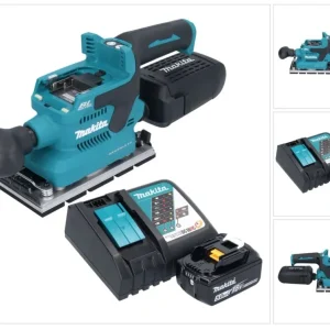 Makita DBO 381 RT1U Akumulatorowa szlifierka oscylacyjna 18 V 93 x 185 mm bezszczotkowa + 1x akumulator 5,0 Ah + ładowarka
