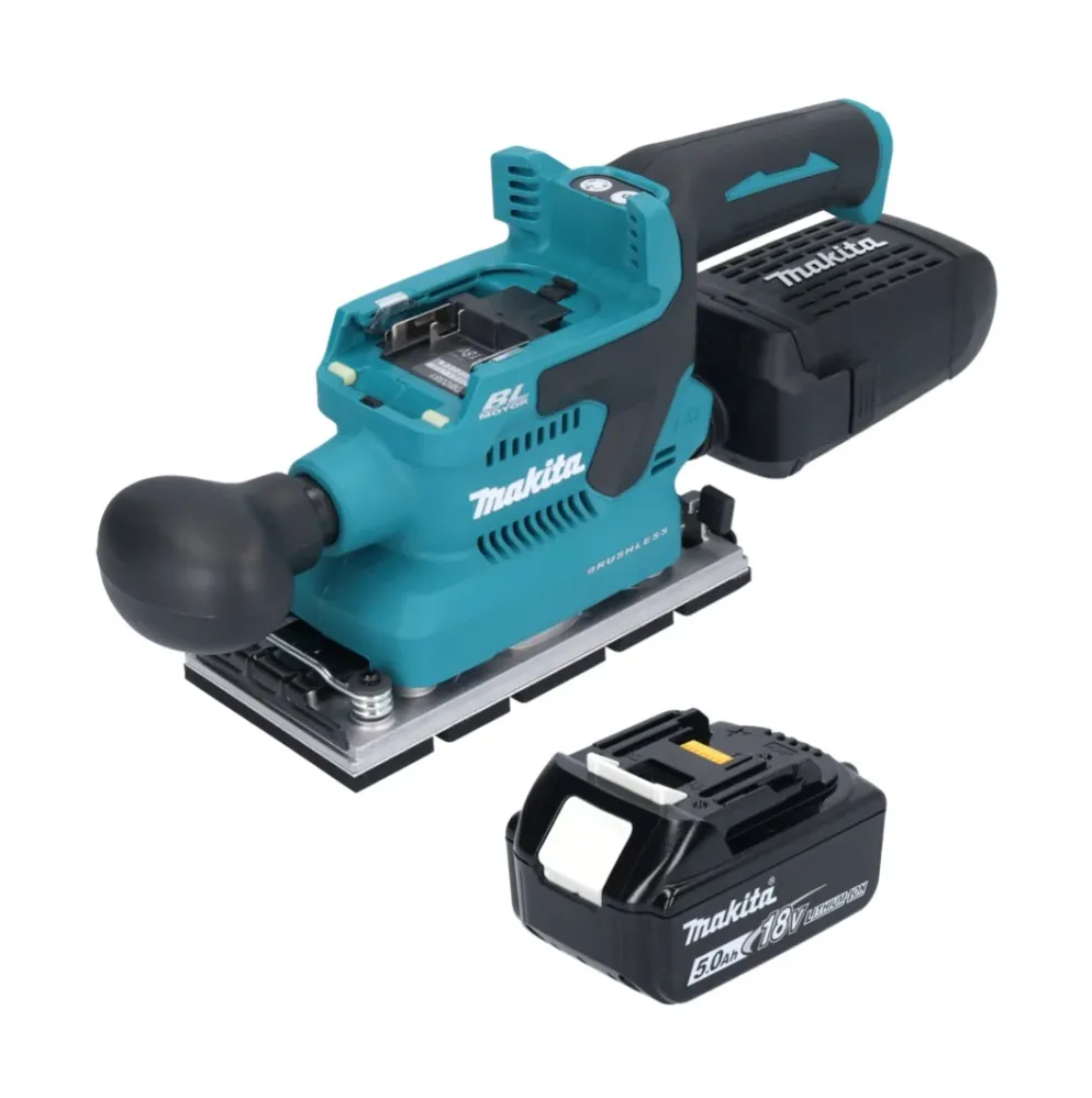 Makita DBO 381 T1U Akumulatorowa szlifierka oscylacyjna 18 V 93 x 185 mm bezszczotkowa + 1x akumulator 5,0 Ah - bez ładowarki