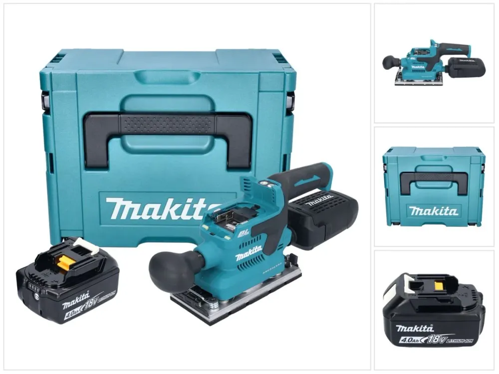 Makita DBO 382 M1J akumulatorowa szlifierka oscylacyjna 18 V 93 x 185 mm bezszczotkowa + 1x akumulator 4,0 Ah + Makpac - b...