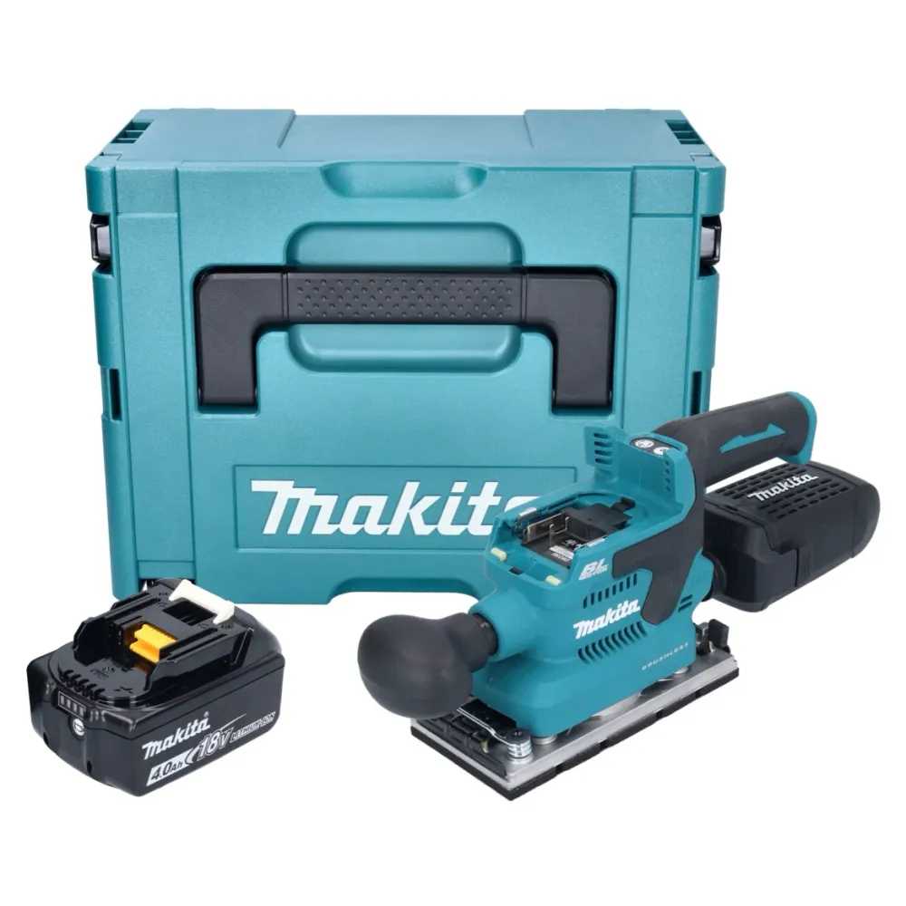 Makita DBO 382 M1J akumulatorowa szlifierka oscylacyjna 18 V 93 x 185 mm bezszczotkowa + 1x akumulator 4,0 Ah + Makpac - b...