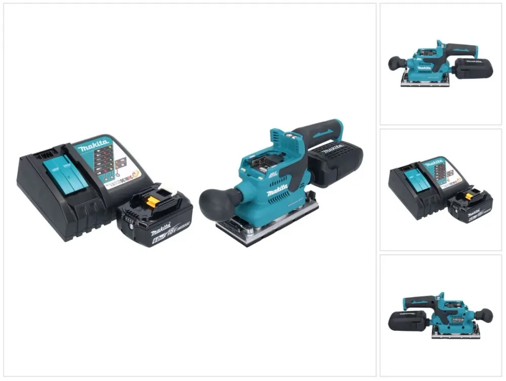 Makita DBO 382 RG1 akumulatorowa szlifierka oscylacyjna 18 V 93 x 185 mm bezszczotkowa + 1x akumulator 6,0 Ah + ładowarka
