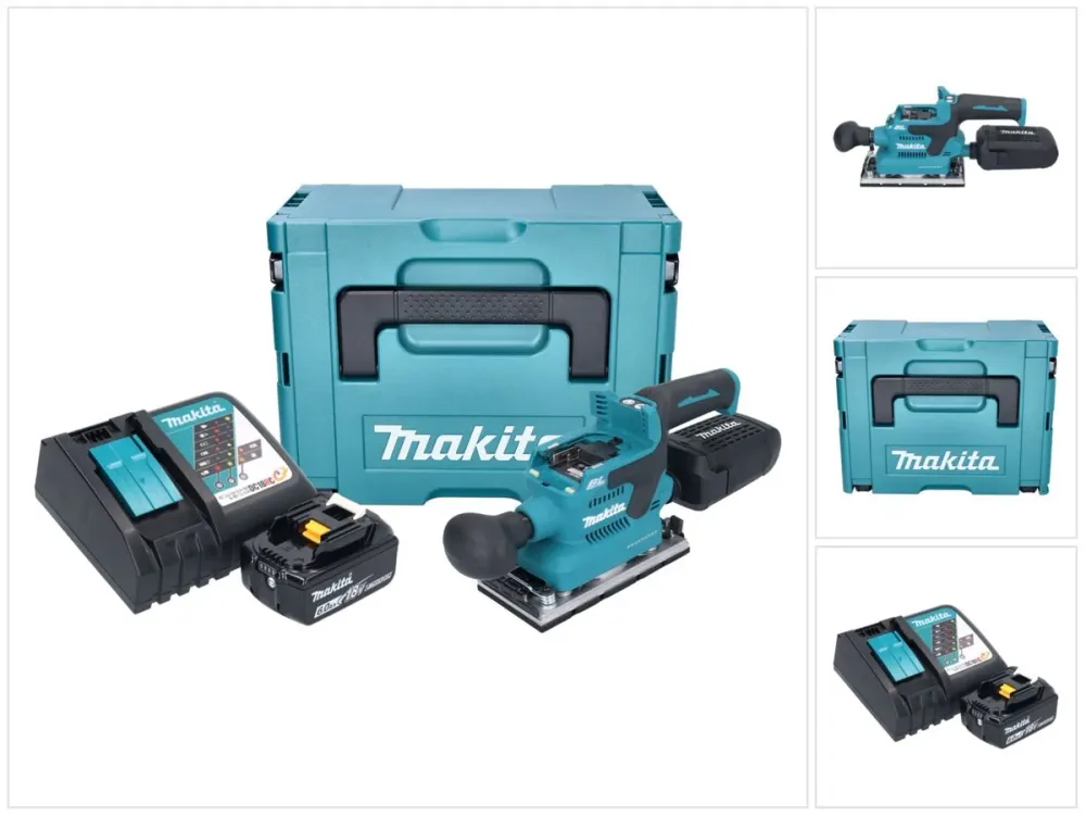 Makita DBO 382 RG1J akumulatorowa szlifierka oscylacyjna 18 V 93 x 185 mm bezszczotkowa + 1x akumulator 6,0 Ah + ładowarka...