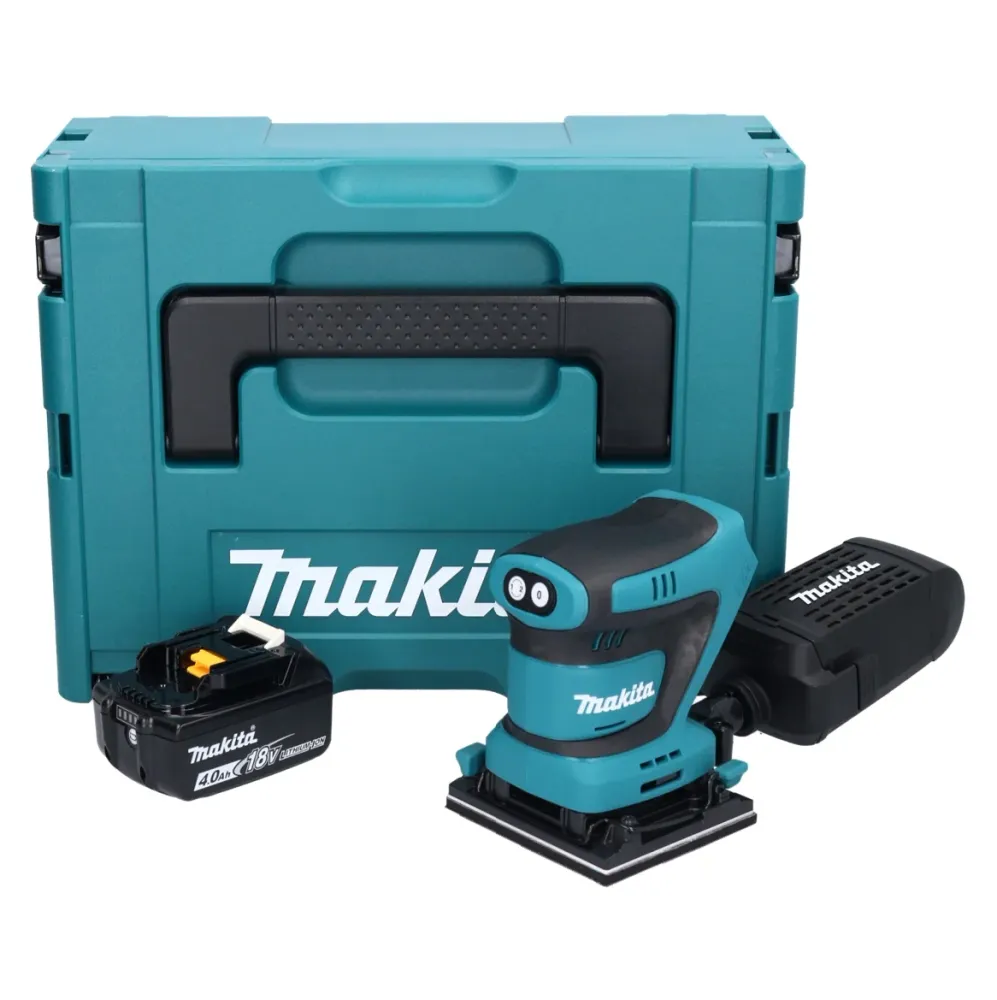 Makita DBO 480 M1J akumulatorowa szlifierka oscylacyjna 18 V 112 x 102 mm + 1x akumulator 4,0 Ah + Makpac - bez ładowarki