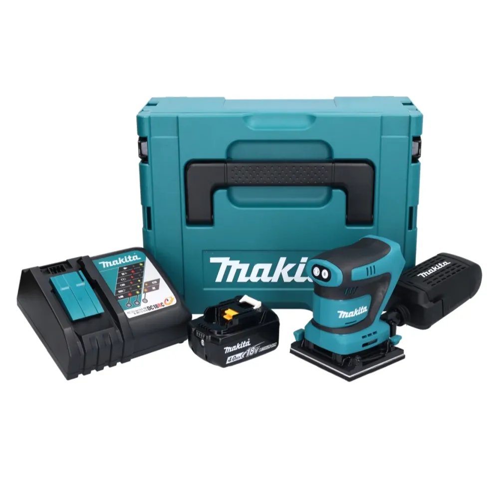 Makita DBO 480 RM1J akumulatorowa szlifierka oscylacyjna 18 V 112 x 102 mm + 1x akumulator 4,0 Ah + ładowarka + Makpac