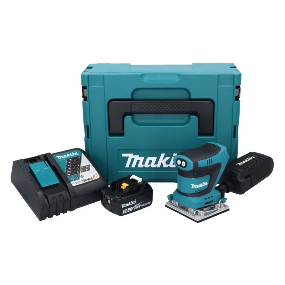 Makita DBO 482 RG1J Akumulatorowa szlifierka oscylacyjna 18 V 112 x 102 mm + 1x akumulator 6,0 Ah + ładowarka + Makpac