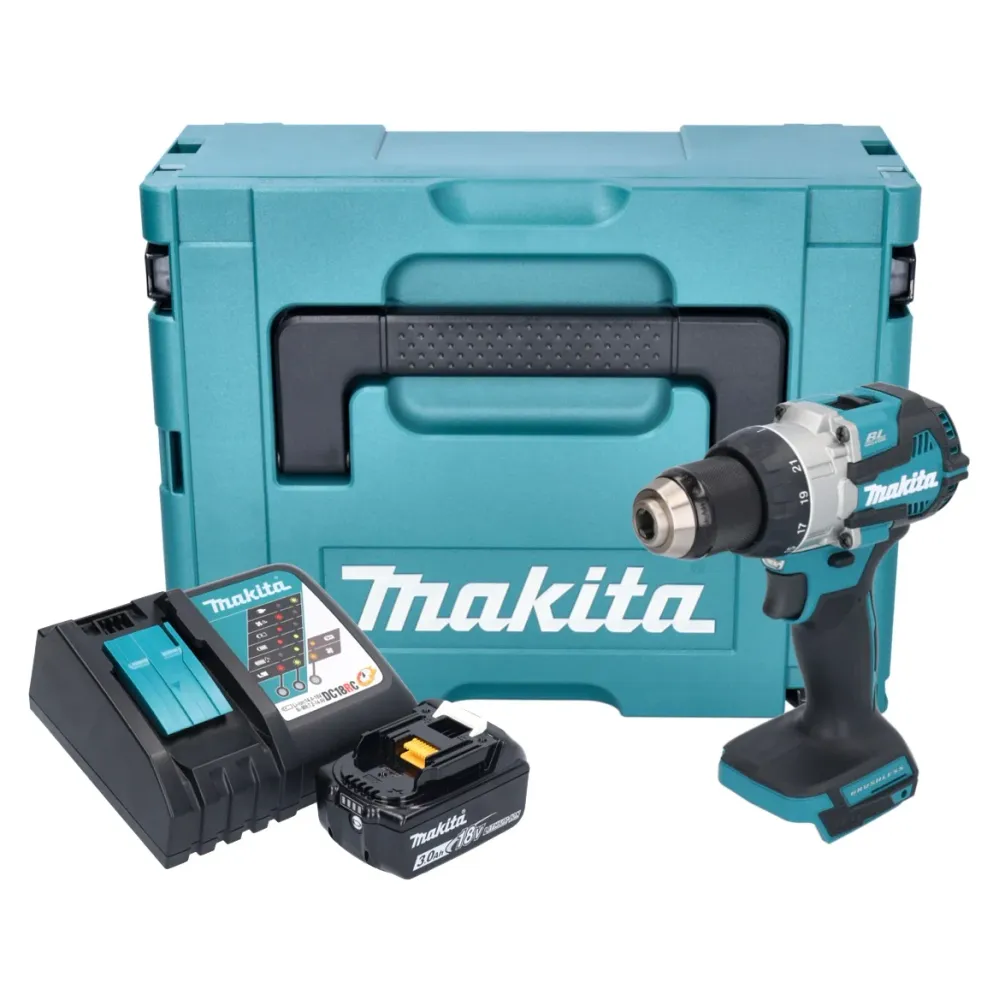 Makita DDF 489 RF1J akumulatorowa wiertarko-wkrętarka 18 V 73 Nm bezszczotkowa + 1x akumulator 3,0 Ah + ładowarka + Makpac