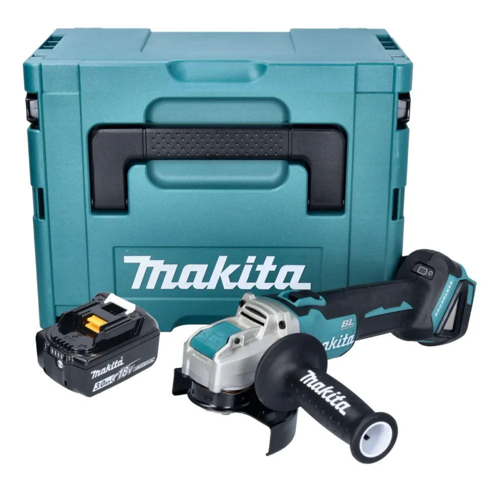 Makita DGA 521 F1X1J akumulatorowa szlifierka kątowa 18 V 125 mm X-LOCK bezszczotkowa + 1x akumulator 3,0 Ah + Makpac - be...