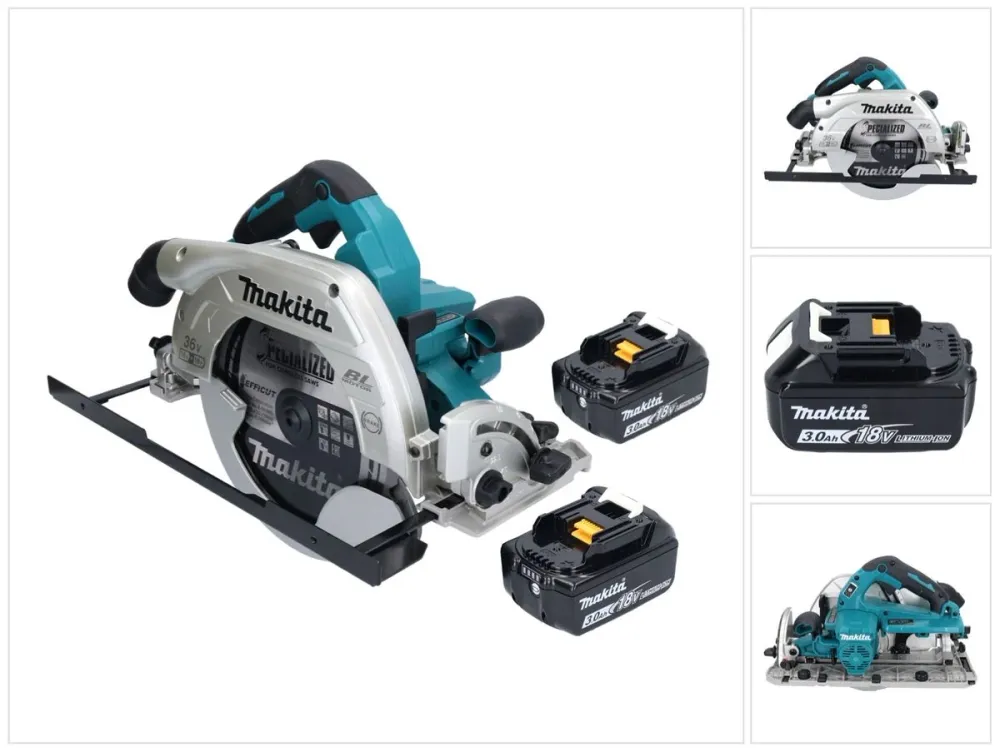 Makita DHS 900 F2U Akumulatorowa pilarka tarczowa 36 V ( 2x 18 V ) 235 mm bezszczotkowa + 2x akumulator 3,0 Ah + adapter B...