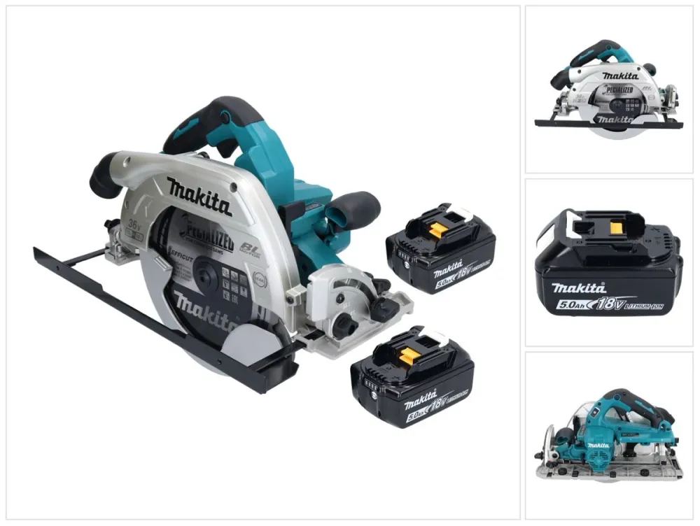 Makita DHS 900 T2U Akumulatorowa pilarka tarczowa 36 V ( 2x 18 V ) 235 mm bezszczotkowa + 2x akumulator 5,0 Ah + adapter B...