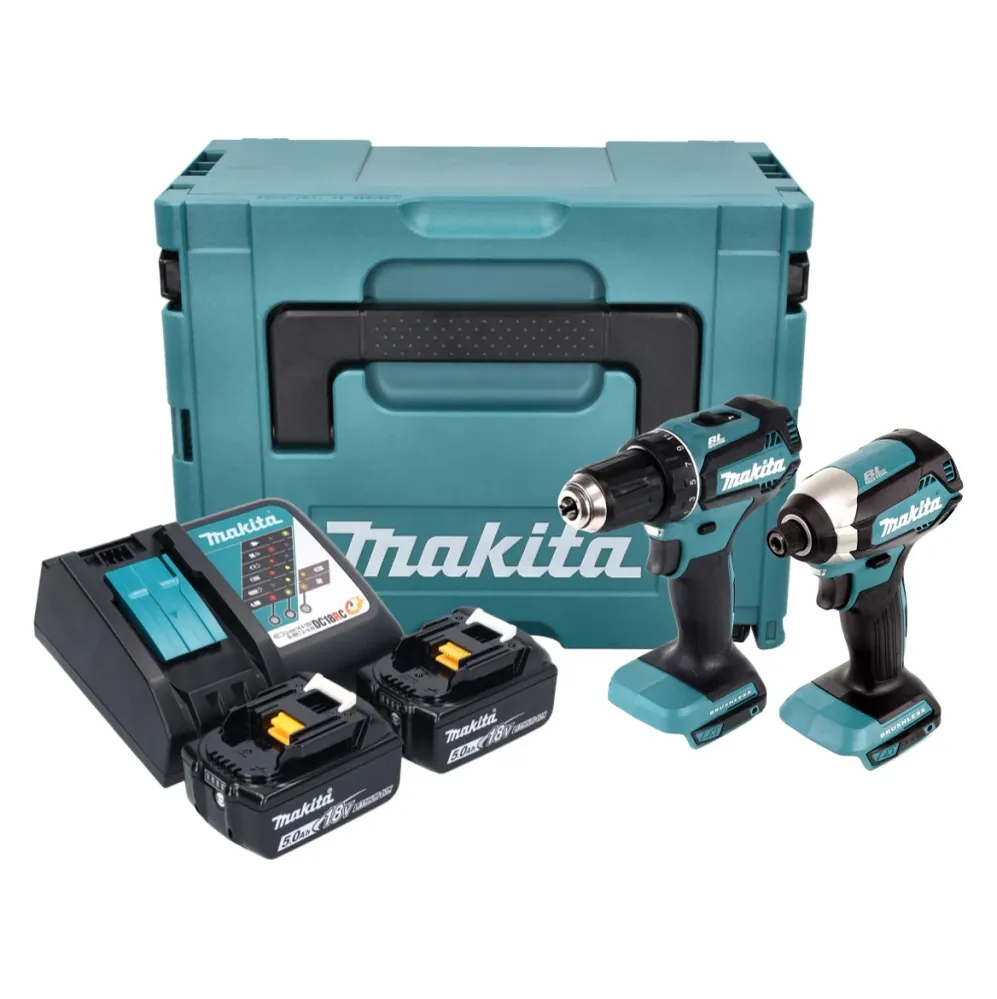 Makita DLX 2289 TJ Combo Kit 18 V z akumulatorową wiertarko-wkrętarką DDF 485 + akumulatorową wkrętarką udarową DTD 153 +...