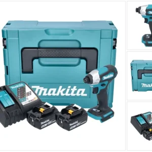 Makita DTD 157 RTJ akumulatorowy klucz udarowy 18 V 140 Nm 1/4" bezszczotkowy + 2x akumulator 5,0 Ah + ładowarka + Makpac