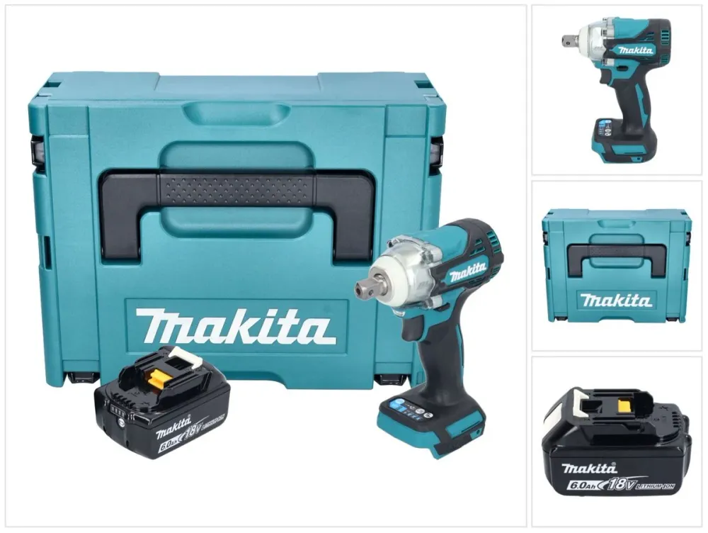 Makita DTW 301 G1J akumulatorowy klucz udarowy 18 V 330 Nm 1/2" bezszczotkowy + 1x akumulator 6,0 Ah + Makpac - bez ładowarki