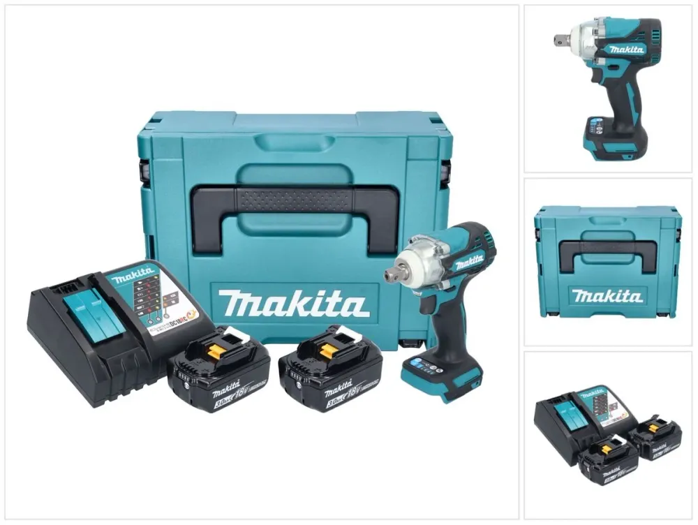 Makita DTW 301 RFJ akumulatorowy klucz udarowy 18 V 330 Nm 1/2" bezszczotkowy + 2x akumulator 3,0 Ah + ładowarka + Makpac