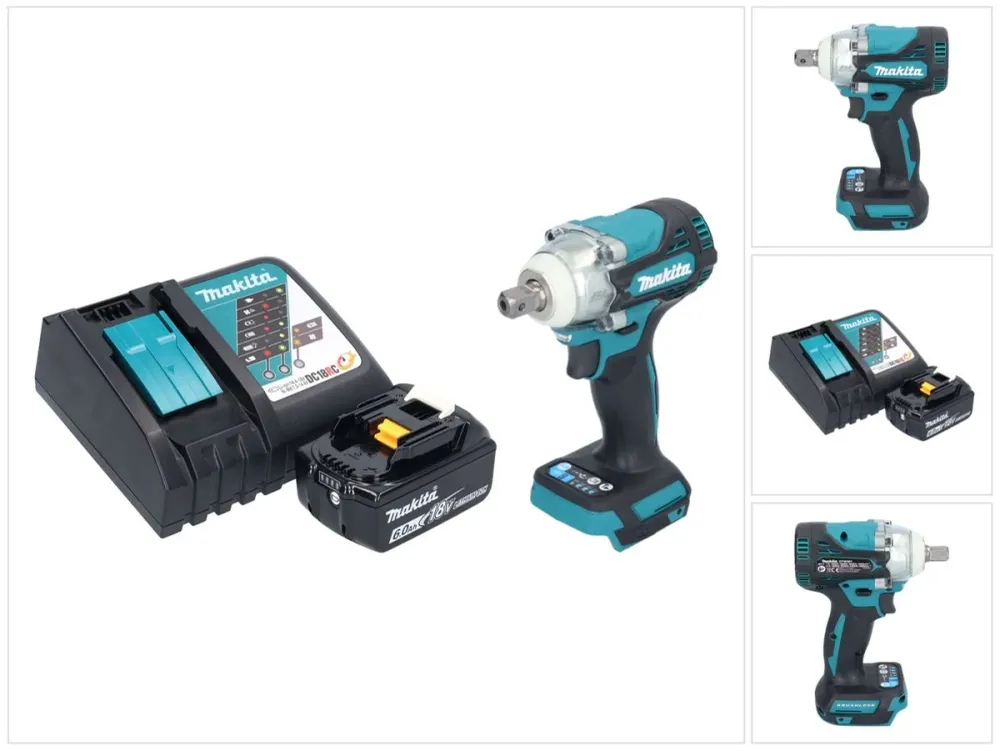 Makita DTW 301 RG1 akumulatorowy klucz udarowy 18 V 330 Nm 1/2" bezszczotkowy + 1x akumulator 6,0 Ah + ładowarka