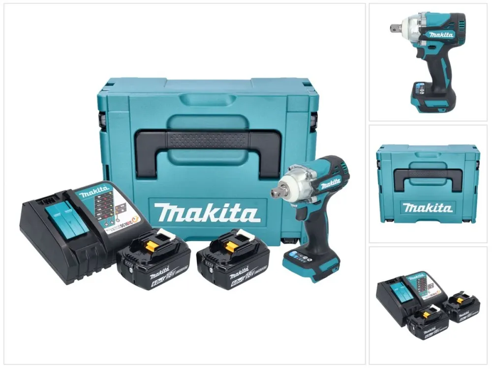 Makita DTW 301 RGJ akumulatorowy klucz udarowy 18 V 330 Nm 1/2" bezszczotkowy + 2x akumulator 6,0 Ah + ładowarka + Makpac