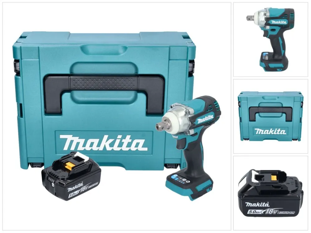 Makita DTW 301 T1J akumulatorowy klucz udarowy 18 V 330 Nm 1/2" bezszczotkowy + 1x akumulator 5,0 Ah + Makpac - bez ładowarki