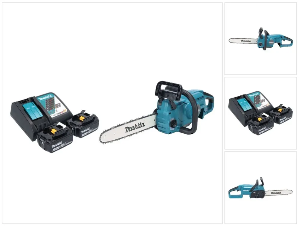 Makita DUC 357 RF2X2 Akumulatorowa pilarka łńcuchowa 18 V 35 cm 7,7 m/s Bezszczotkowa + 2x akumulator 3,0 Ah + ładowarka