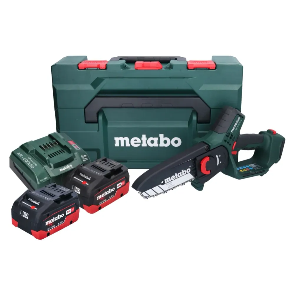 Akumulatorowa pilarka do gałęzi Metabo MS 18 LTX 15 18 V 15 cm 5 m/s + 2x akumulator 5,5 Ah + ładowarka + metaBOX