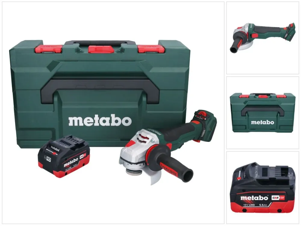 Akumulatorowa szlifierka kątowa Metabo WVB 18 LTX BL 15-125 Quick 18 V 125 mm bezszczotkowa + 1x akumulator 5,5 Ah + metaB...