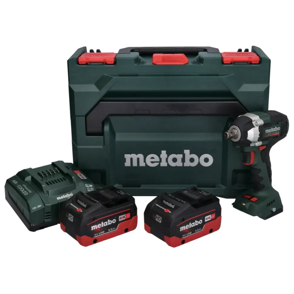 Akumulatorowy klucz udarowy Metabo SSW 18 LT 300 BL 18 V 300 Nm bezszczotkowy + 2x akumulator 5,5 Ah + ładowarka + metaBOX