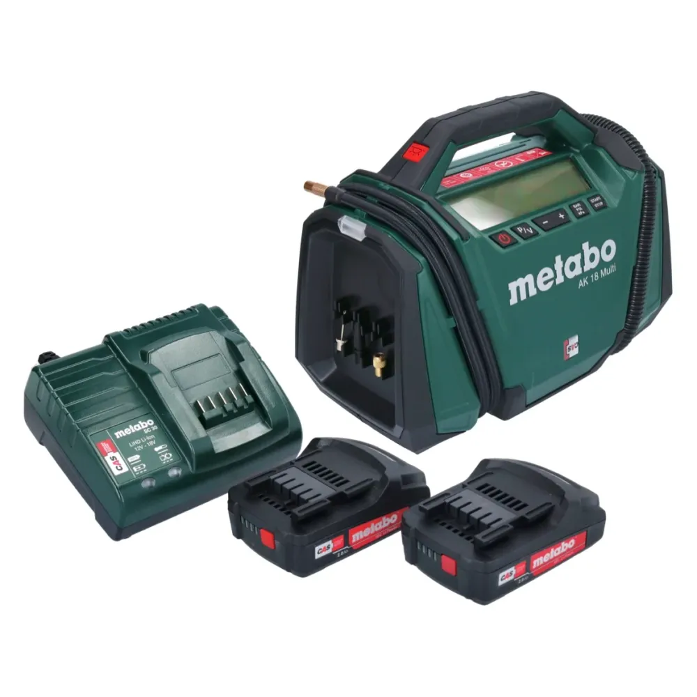 Kompresor akumulatorowy Metabo AK 18 Multi 18 V 11 bar + 2x akumulator 2,0 Ah + ładowarka