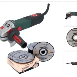 Metabo WE 15-125 Szybka szlifierka kątowa 1550 W 125 mm + 25x tarcza tnąca Toolbrothers MANTIS