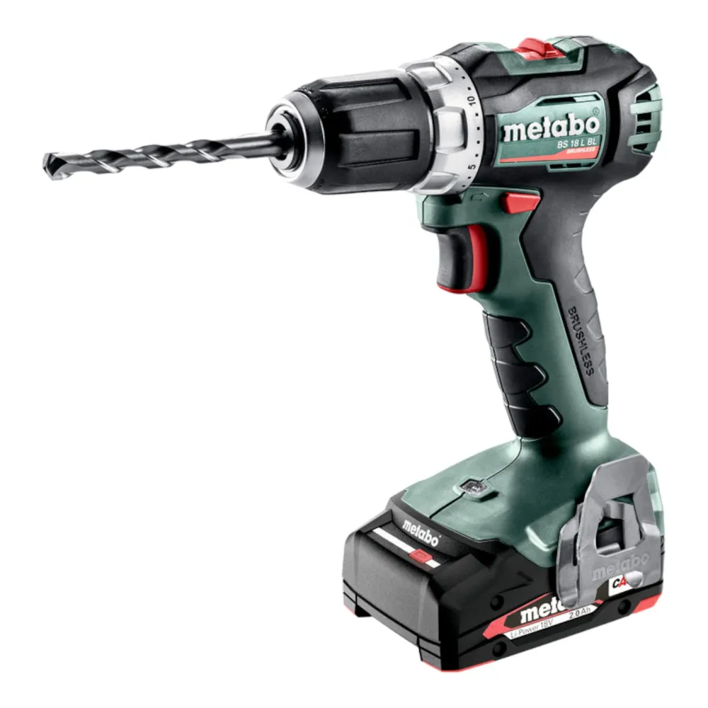 Metabo BS 18 L BL akumulatorowa wiertarko-wkrętarka 18 V 60 Nm bezszczotkowa ( 602326500 ) + 2x akumulator 2,0 Ah + ładowa...