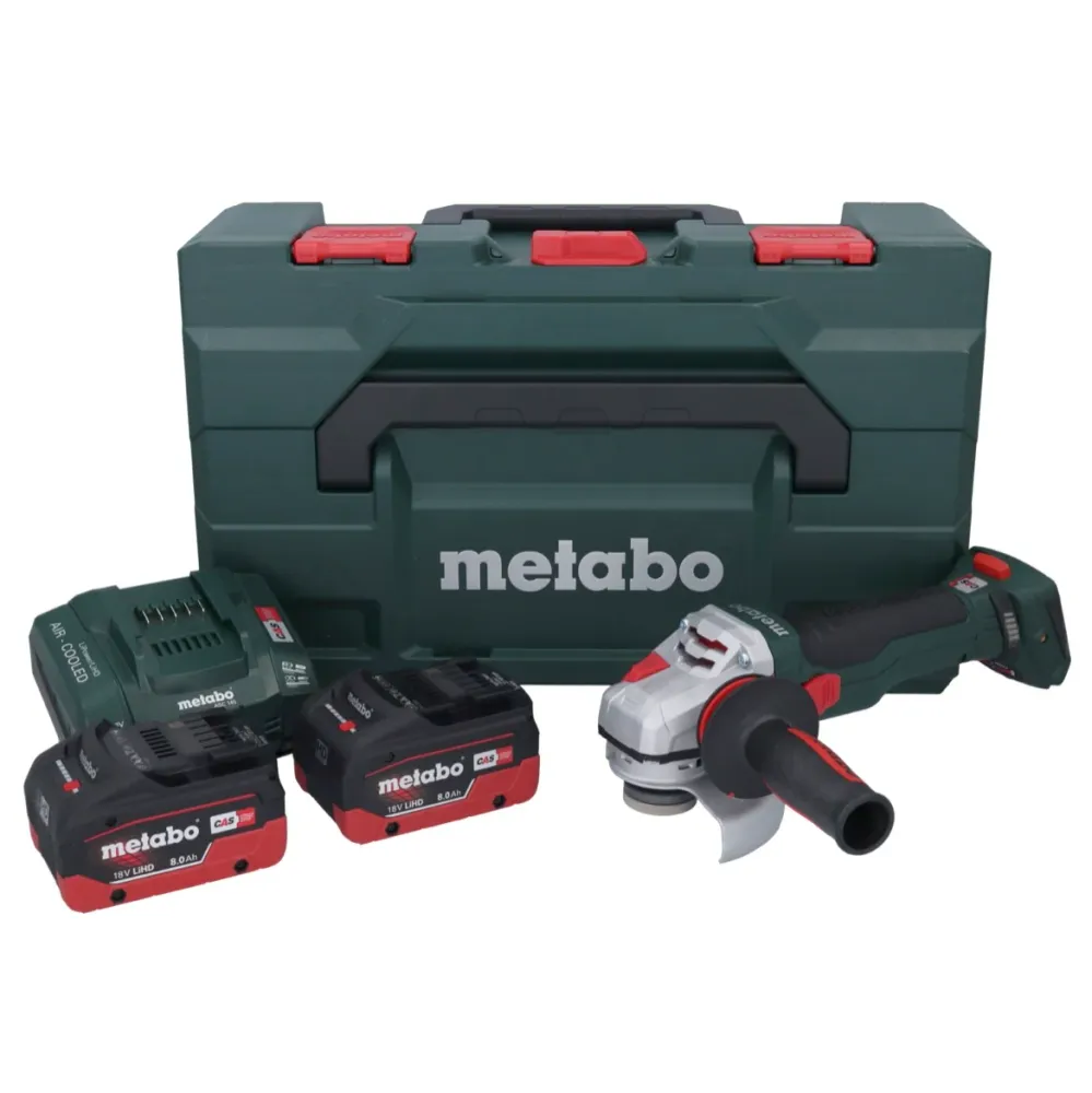 Metabo WB 18 LTX BL 15-125 Quick akumulatorowa szlifierka kątowa 18 V 125 mm bezszczotkowa + 2x akumulator 8,0 Ah + ładowa...