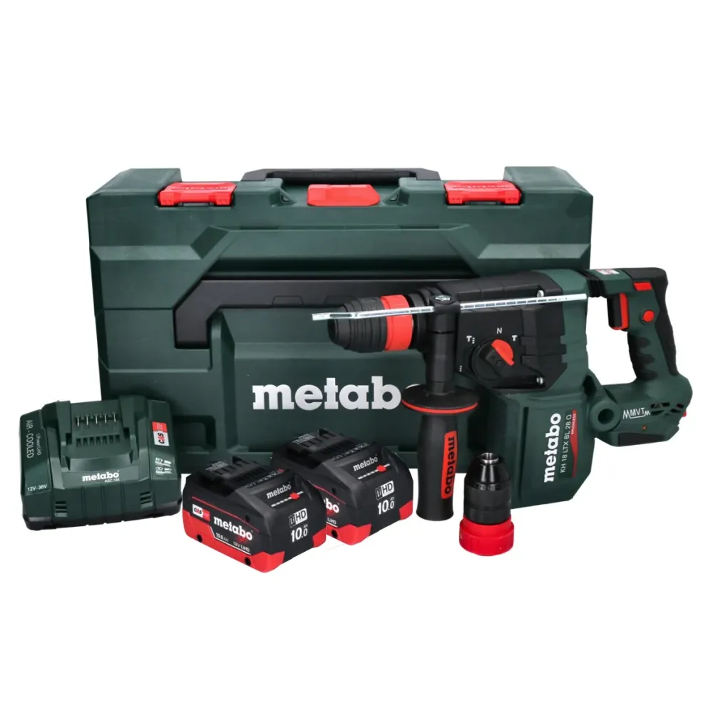 Metabo KH 18 LTX BL 28 Q Akumulatorowa wiertarko-wkrętarka udarowa 18 V 3 J SDS plus Brushless + 2x akumulator 10,0 Ah + ł...