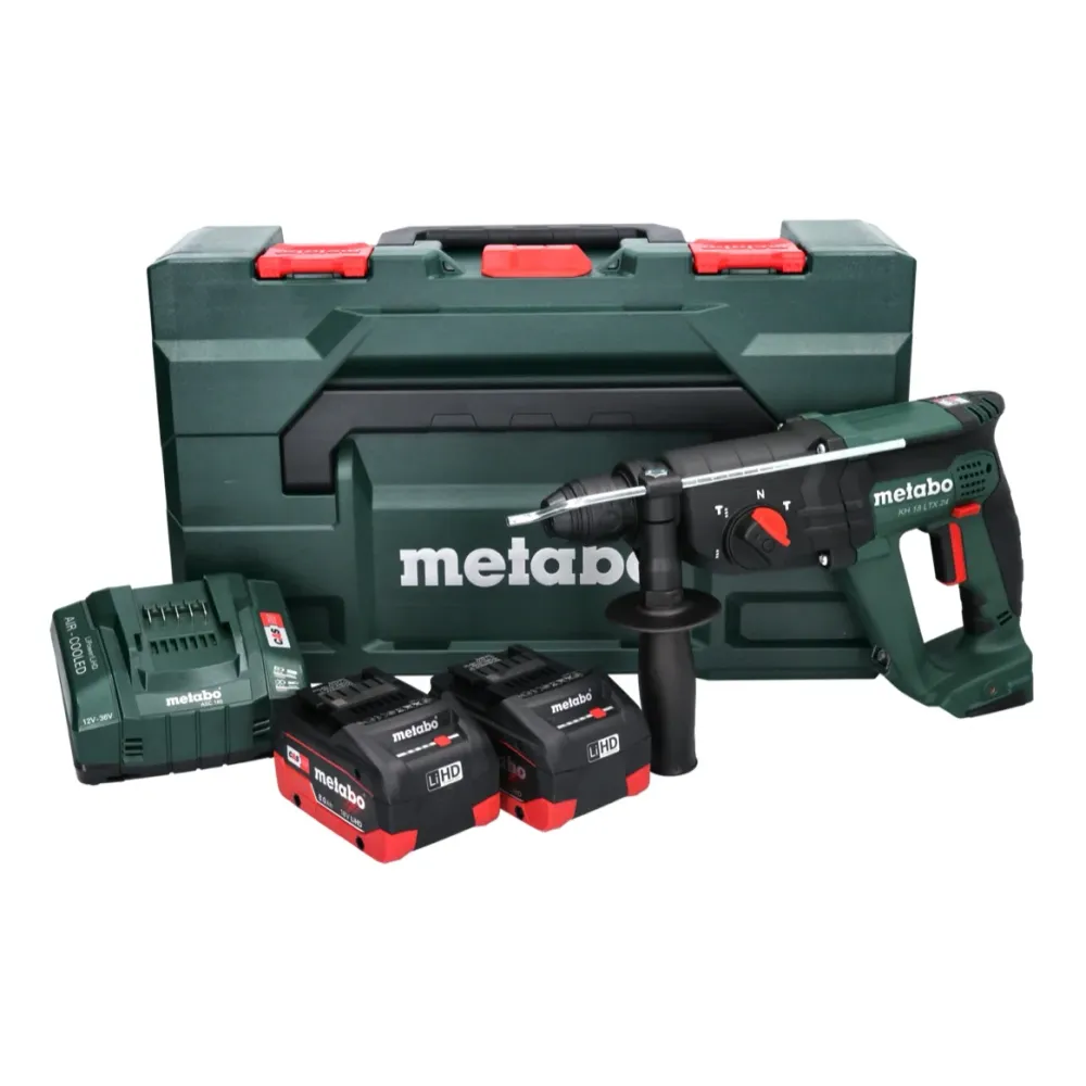 Metabo KH 18 LTX 24 akumulatorowy młot udarowo-obrotowy 18 V 2,1 J SDS plus + 2x akumulator 8,0 Ah + ładowarka + metaBOX