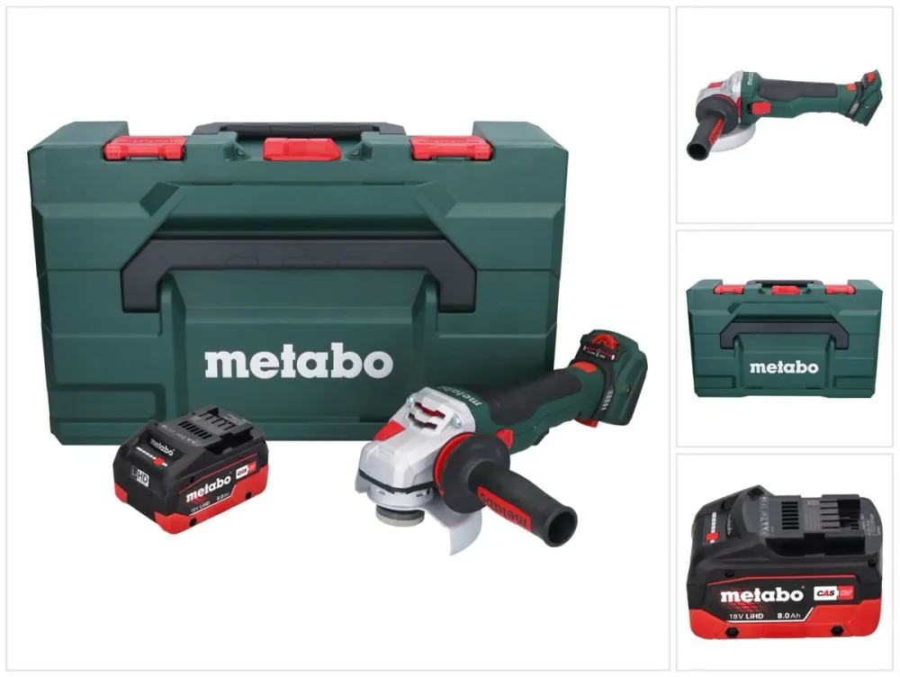 Metabo WVB 18 LTX BL 15-125 Szybka akumulatorowa szlifierka kątowa 18 V 125 mm bezszczotkowa + 1x akumulator 8,0 Ah + meta...