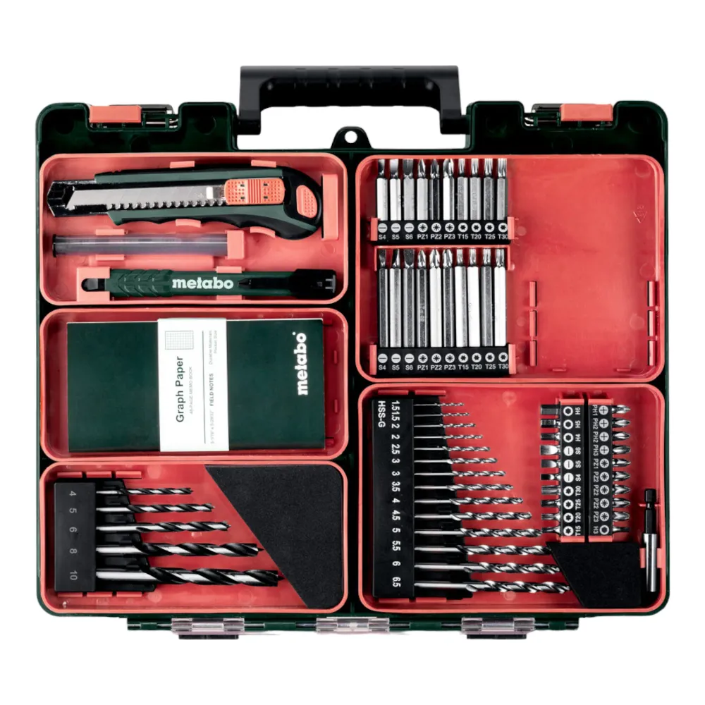Metabo PowerMaxx BS 12 Zestaw akumulatorowa wiertarko-wkrętarka 12 V 40 Nm ( 601036870 ) + 2x akumulator 2,0 Ah + ładowark...