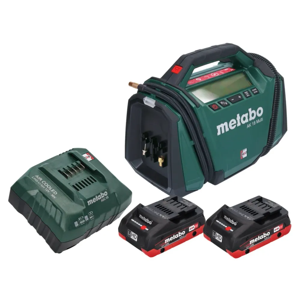Sprężarka akumulatorowa Metabo AK 18 Multi 18 V 11 bar + 2x akumulator 4,0 Ah + ładowarka