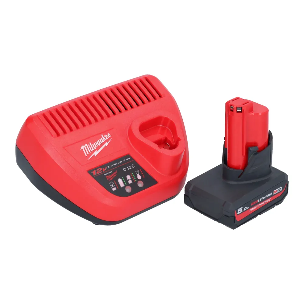 Milwaukee M12 FQID-501 akumulatorowy klucz udarowy 12 V 50 Nm 1/4" bezszczotkowy + 1x akumulator 5,0 Ah + ładowarka