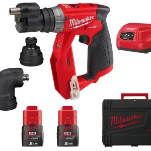 Milwaukee M12 Fuel FDDX Wiertarko-wkrętarka 4 w 1 z silnikiem bezszczotkowym, 2 akumulatory 2 Ah