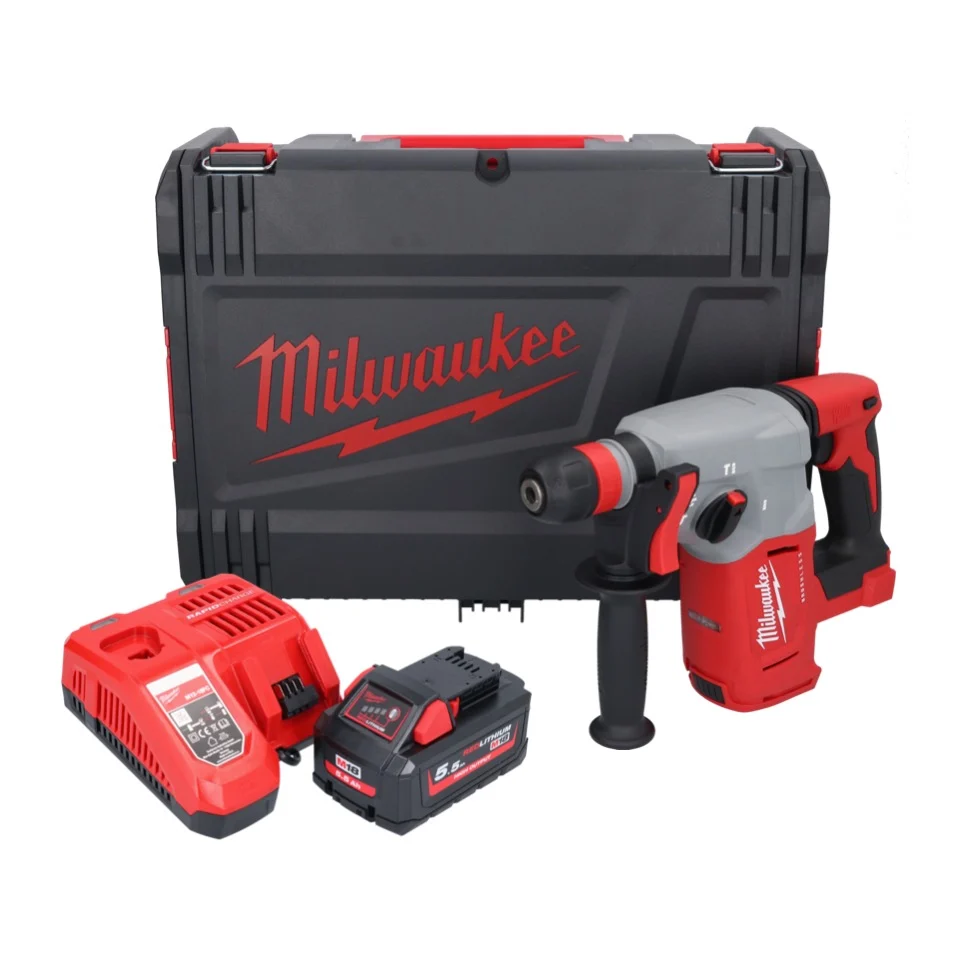 Milwaukee M18 BLHX-551X akumulatorowy młot udarowo-obrotowy 18 V 2,3 J bezszczotkowy + 1x akumulator 5,5 Ah + ładowarka +...