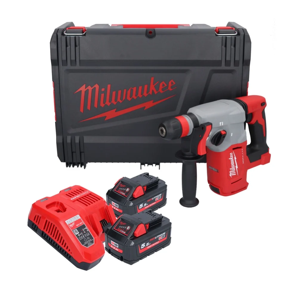 Milwaukee M18 BLHX-552X akumulatorowy młot udarowo-obrotowy 18 V 2,3 J bezszczotkowy + 2x akumulator 5,5 Ah + ładowarka +...