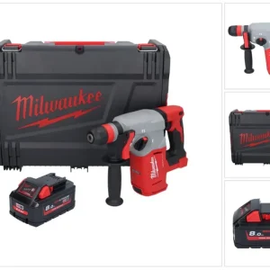 Milwaukee M18 BLHX-801X akumulatorowy młot udarowo-obrotowy 18 V 2,3 J bezszczotkowy + 1x akumulator 8,0 Ah + skrzynka HD...