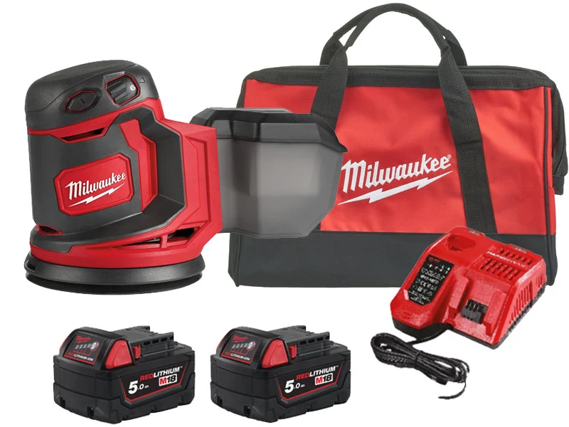 Milwaukee M18 BOS125 bezprzewodowa szlifierka oscylacyjna 125 mm z regulacją prędkości zestaw