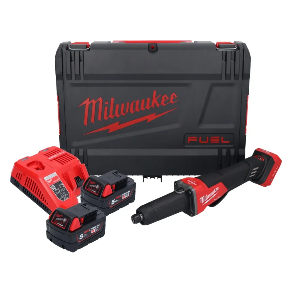 Milwaukee M18 FDGROVPDB-502X Akumulatorowa szlifierka prosta 18 V bezszczotkowa + 2x akumulator 5,0 Ah + ładowarka + pudeł...