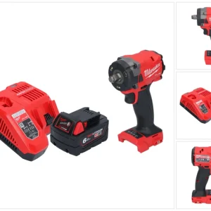 Milwaukee M18 FIW2F12-601 Akumulatorowa wkrętarka udarowa 18 V 339 Nm 1/2" bezszczotkowa + 1x akumulator 6,0 Ah + ładowarka