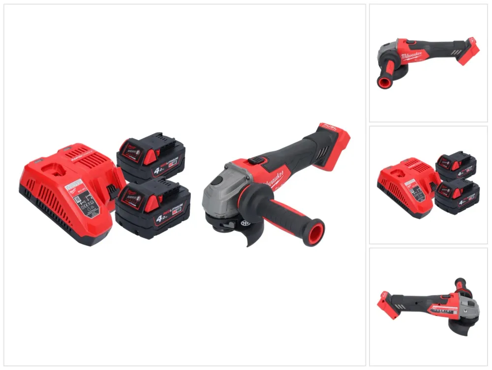 Milwaukee M18 FSAG115X-402 Akumulatorowa szlifierka kątowa 18 V 115 mm bezszczotkowa + 2x akumulator 4,0 Ah + ładowarka