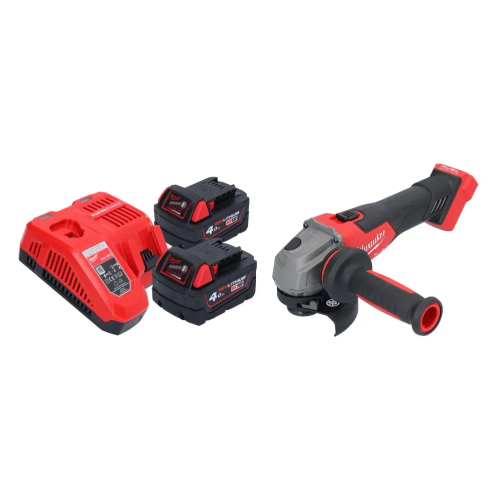 Milwaukee M18 FSAG115X-402 Akumulatorowa szlifierka kątowa 18 V 115 mm bezszczotkowa + 2x akumulator 4,0 Ah + ładowarka
