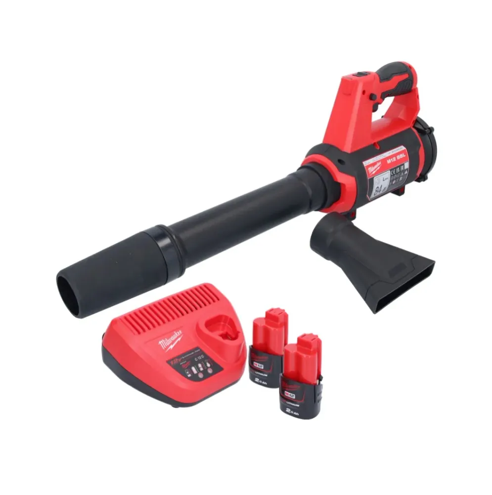 Milwaukee M12 BBL-202 akumulatorowa dmuchawa 12 V + 2x akumulator 2,0 Ah + ładowarka